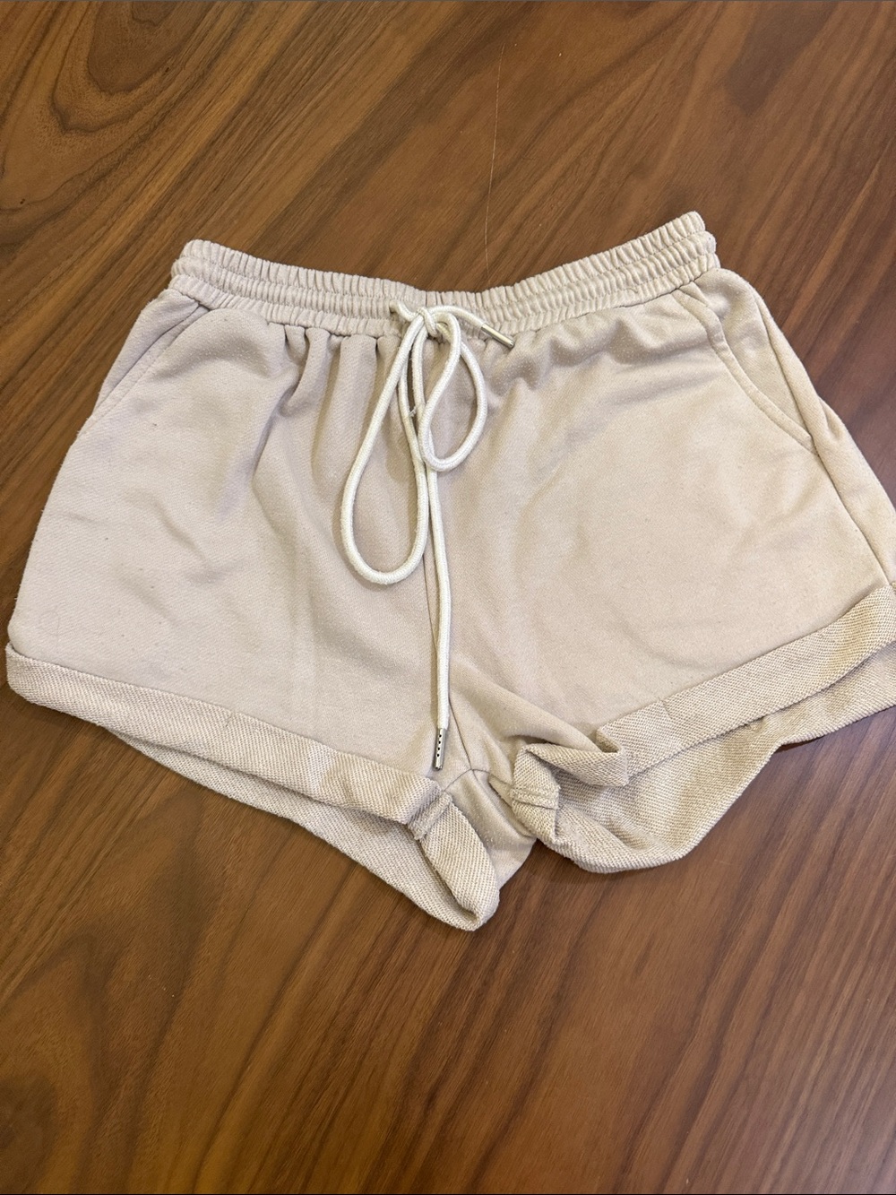 Princess Polly Cream Drawstring Athletic Shorts